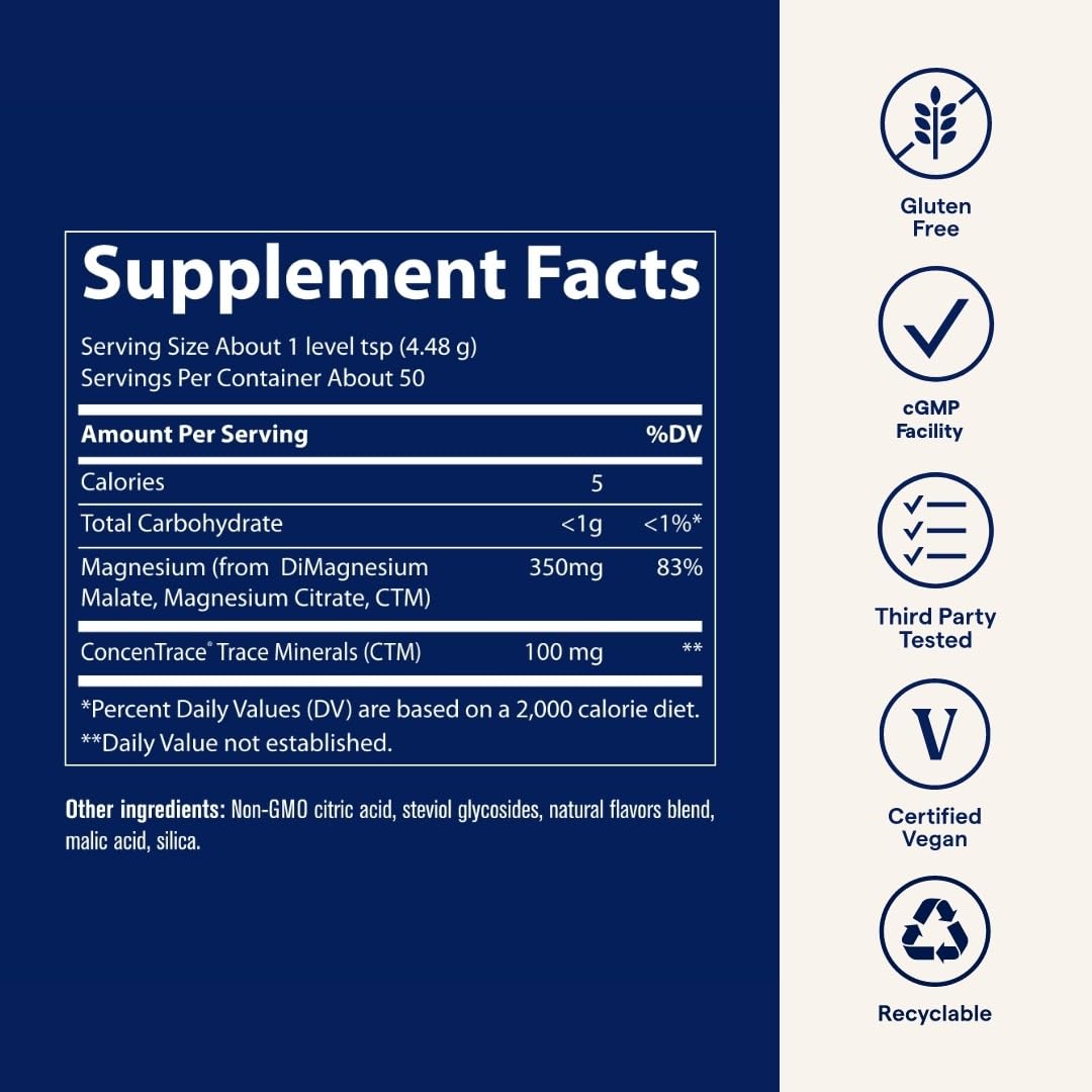 Trace Minerals Stress-X Magnesium mezcla en agua para ingesta diaria.