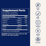Trace Minerals Utah Sea Minerals: etiqueta detallada mostrando minerales y origen en Utah