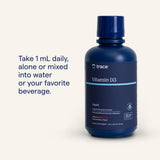 Trace Minerals Vitamina D3, consumo diario líquido, fácil de incorporar a agua o bebidas.