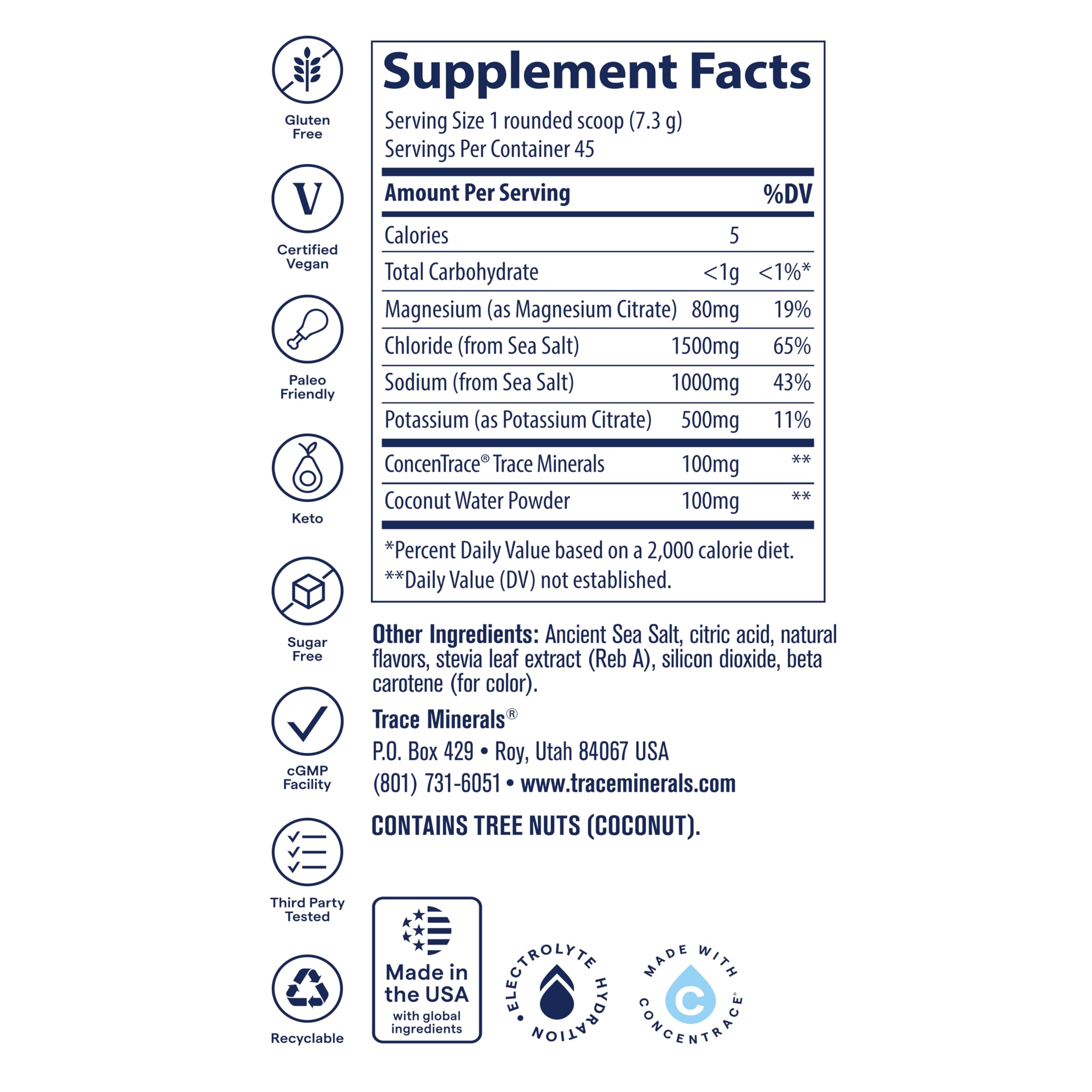 Trace Minerals ZeroLyte, cucharilla medidora, facilita dosificar una porción para energía diaria