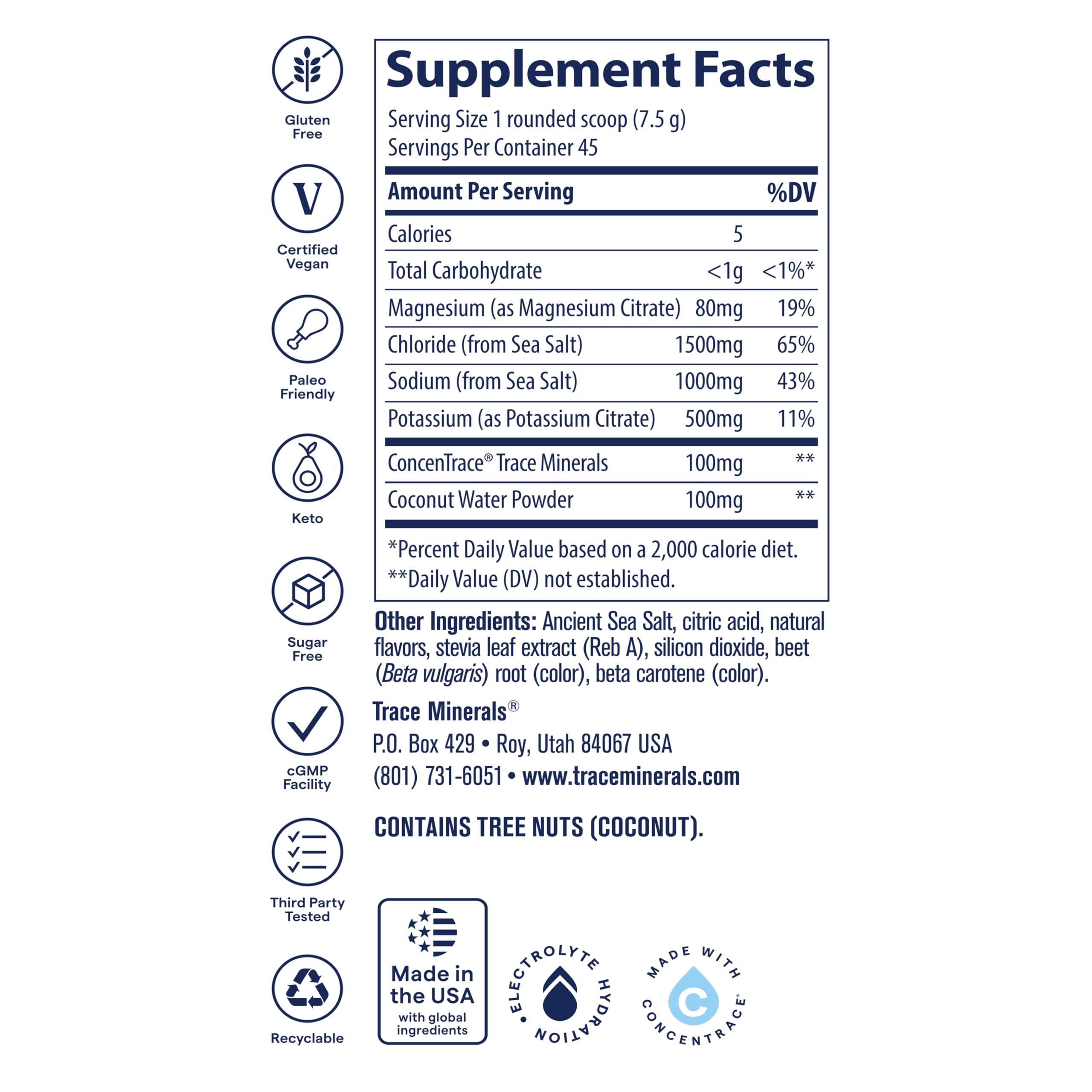 Trace Minerals ZeroLyte sobre de porción individual listo para llevar durante entrenamientos.