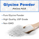 Glycine TradeKing en polvo servido en un vaso para consumo nocturno suave