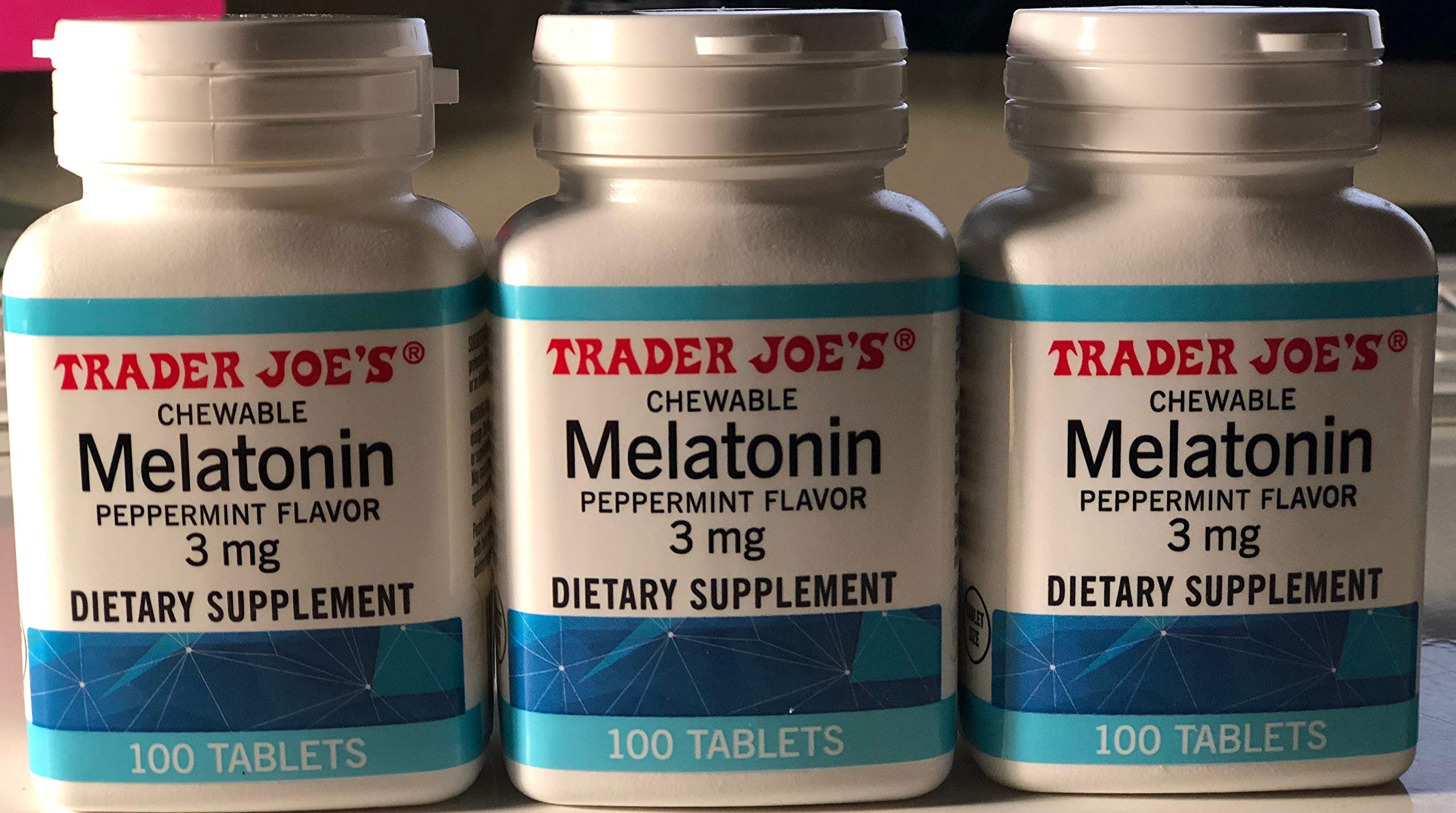 Trader Joe's tableta melatonina menta, 3 mg, 100 tabletas para descanso