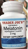 Tabletas melatonina menta de Trader Joe's para consumo nocturno masticable