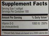 Trader Joe's Vitamina D-3 con gelatina, no apta para veganos, uso diario.