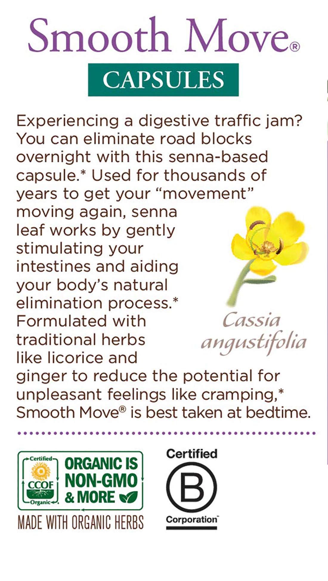 Traditional Medicinals Smooth Move Senna, origen sostenible para consumo responsable.