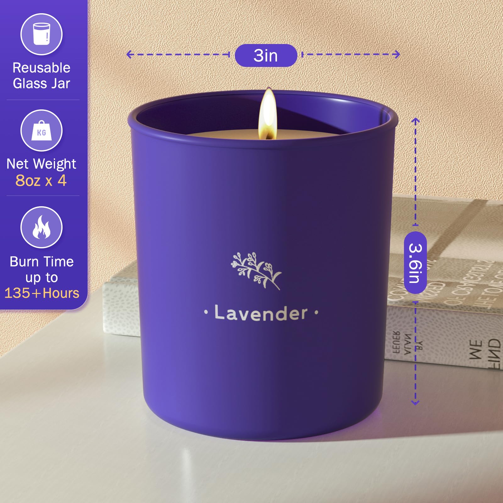 Presentación elegante de las velas TranquilBliss, regalo ideal para ocasiones especiales.