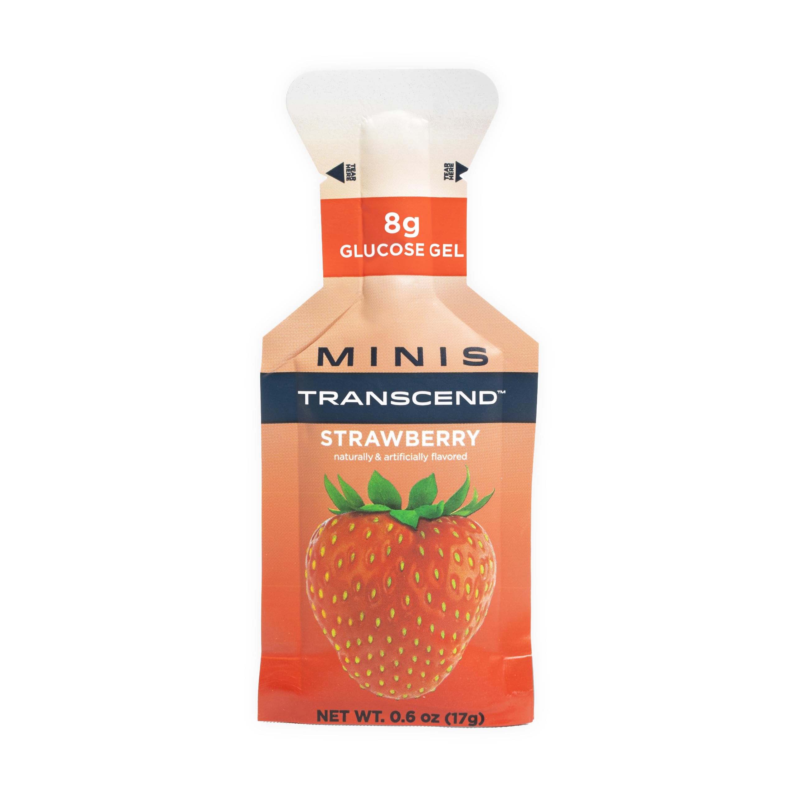 Transcend Foods gel de fresa mini, empaque 24, energía rápida para entrenamientos
