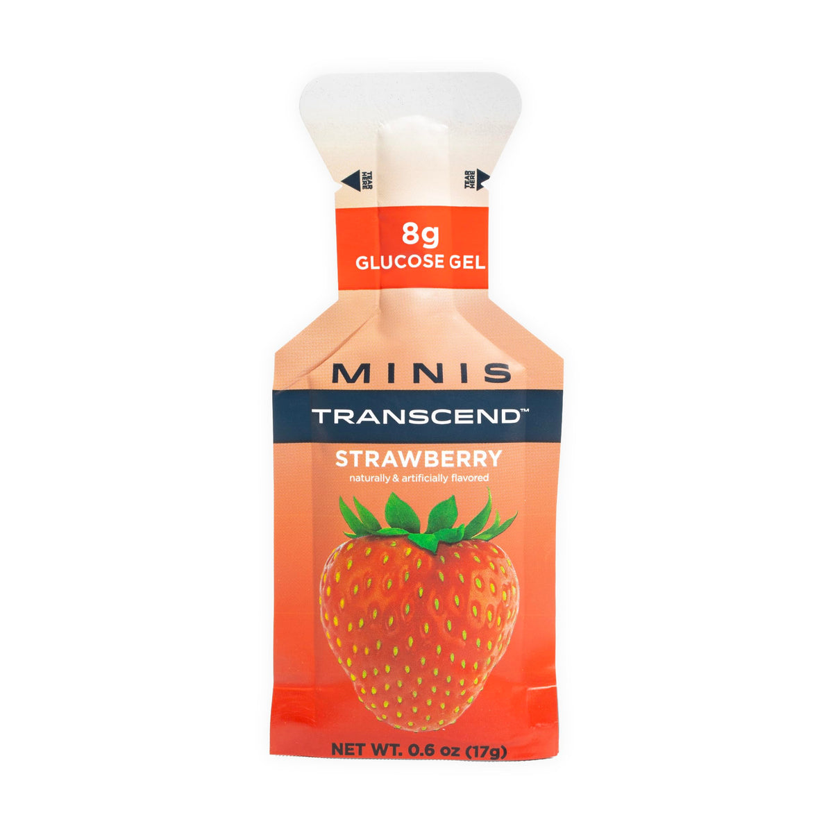 Transcend Foods gel de fresa mini, empaque 24, energía rápida para entrenamientos