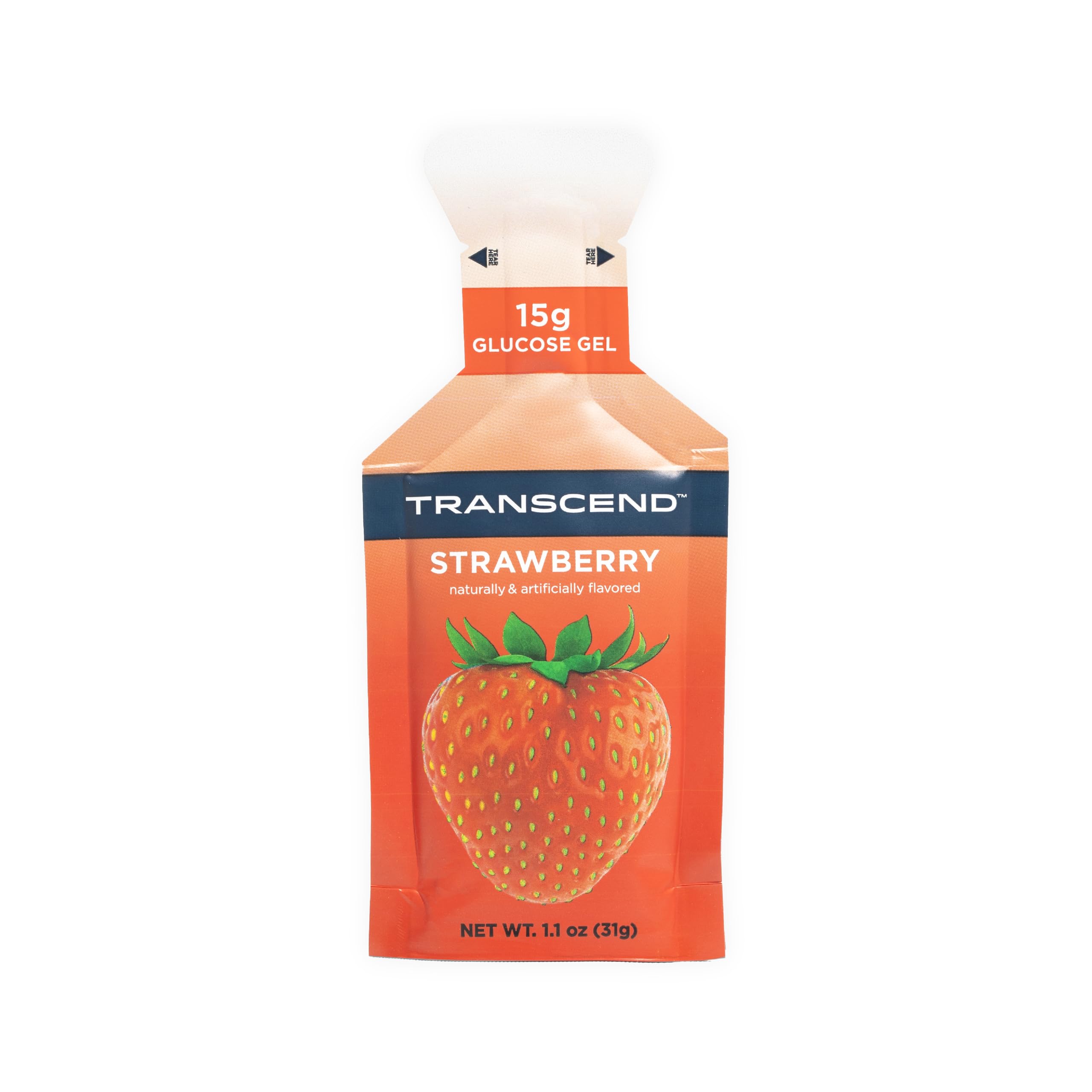 Transcend Gel Energetico Fresa, envase visible, energia rapida para entrenamientos