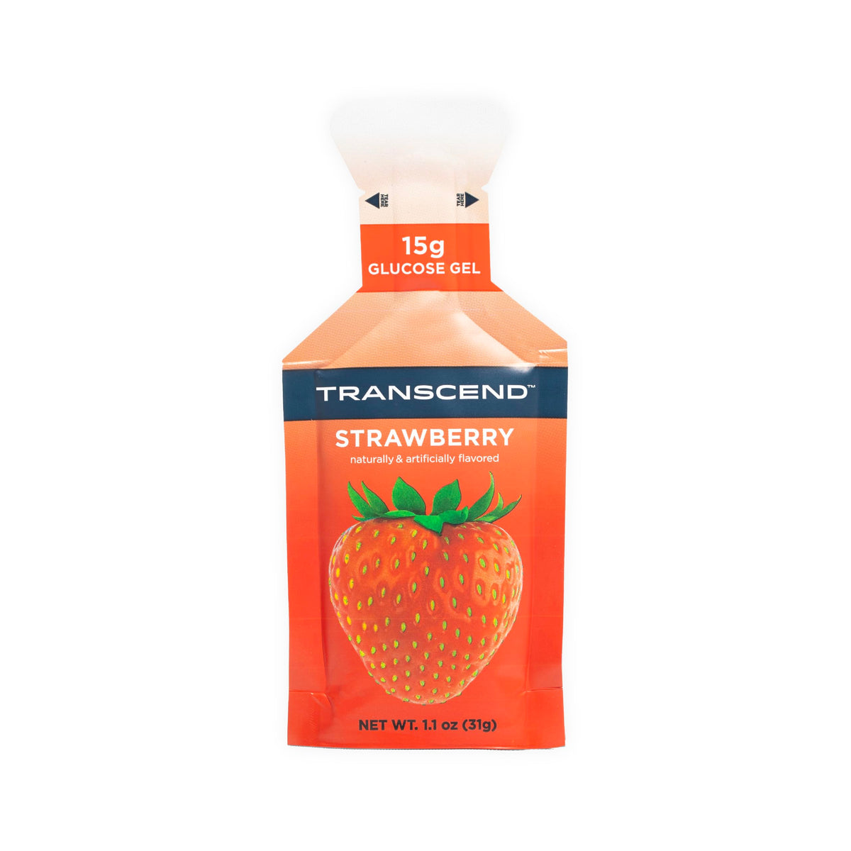 Transcend Gel Energetico Fresa, envase visible, energia rapida para entrenamientos