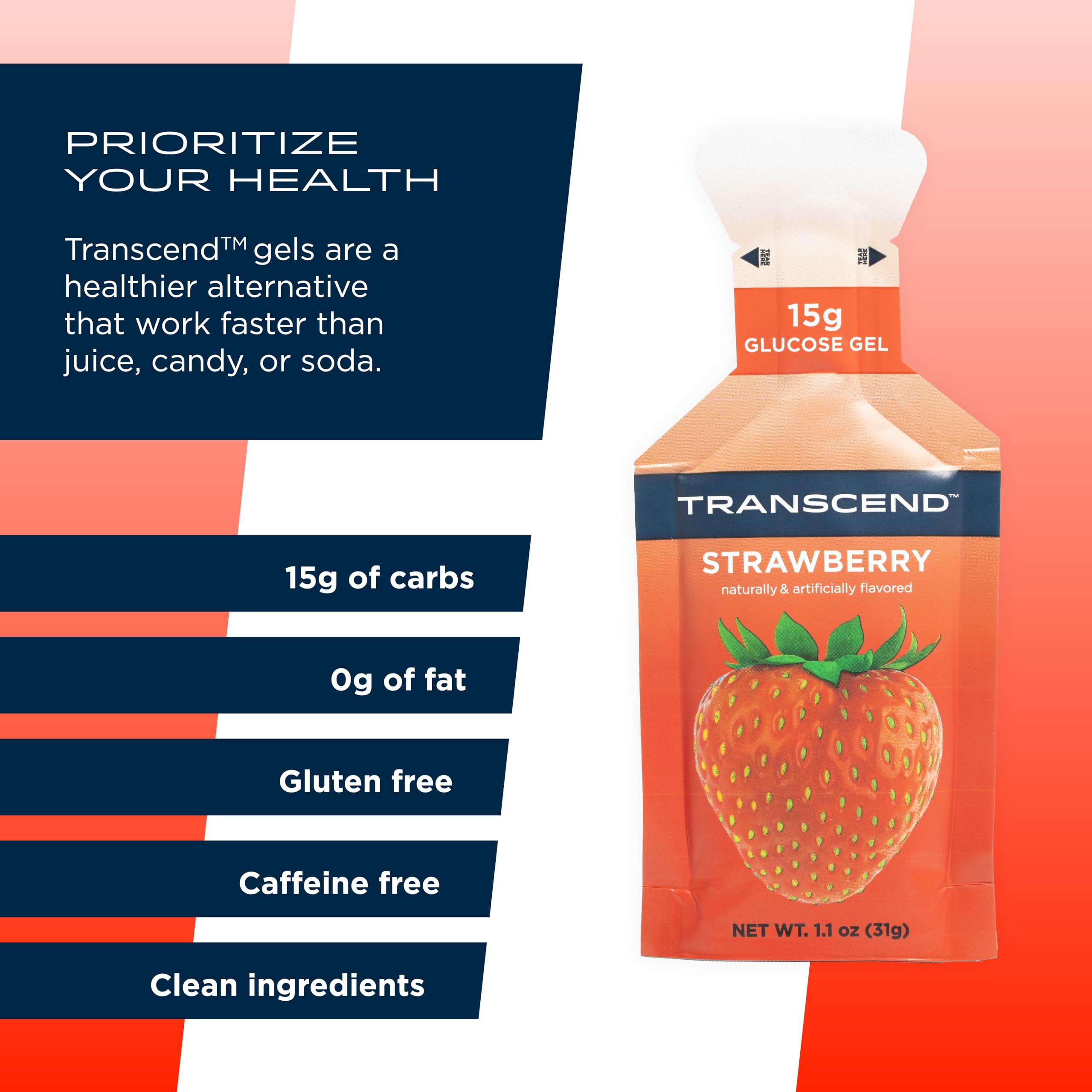 Transcend Gel Energetico Naranja, envase, sabor agradable para otra ronda
