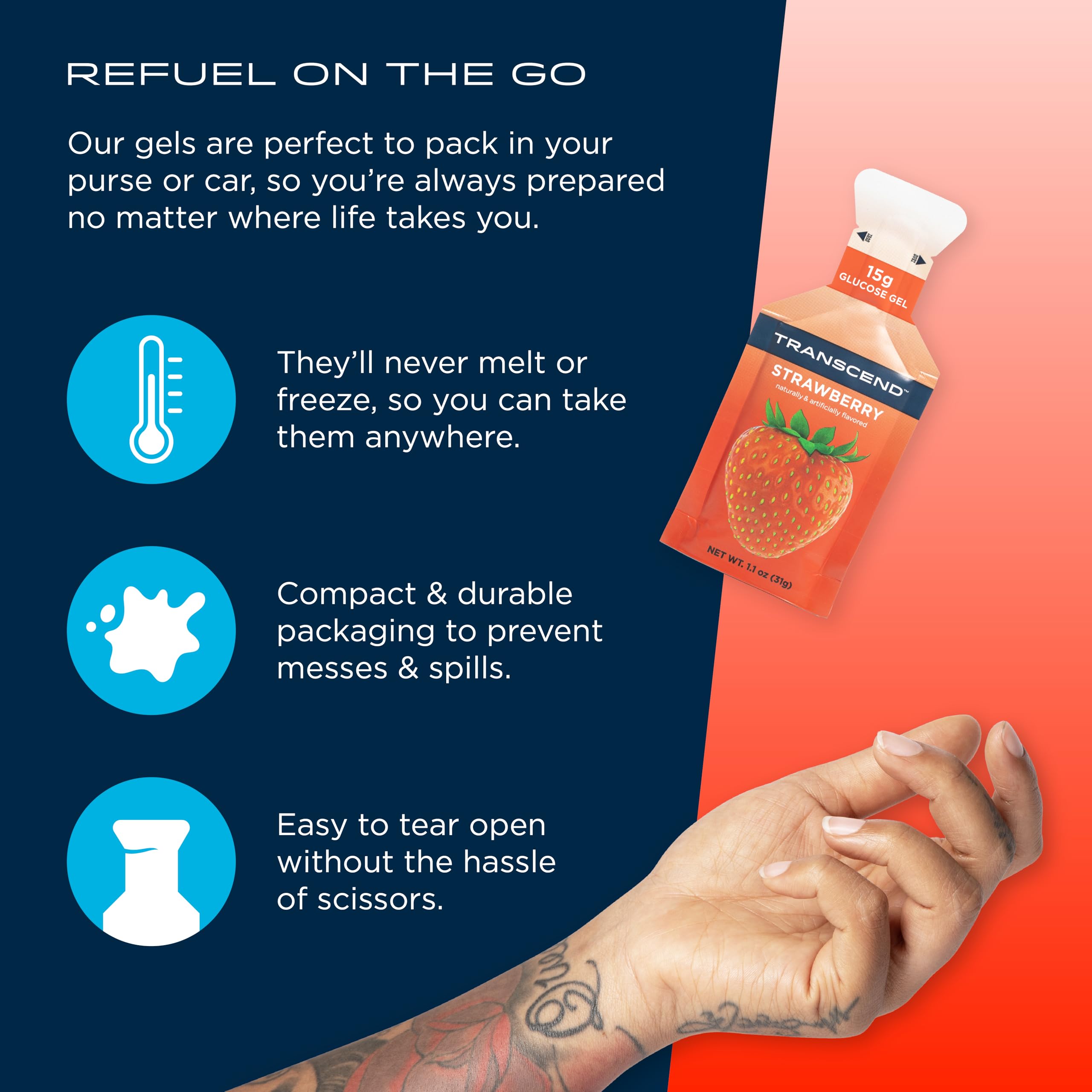 Transcend Gel Energetico Naranja, textura agradable para recargar energia