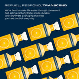 Transcend gel naranja, caducidad marcada en cada sobre para planificación.