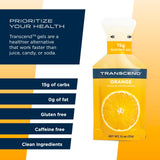 Transcend gel naranja, sabor naranja refrescante para recargar energías.