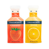 Geles Transcend de carbohidrato fresa para impulso rápido durante entrenamientos.