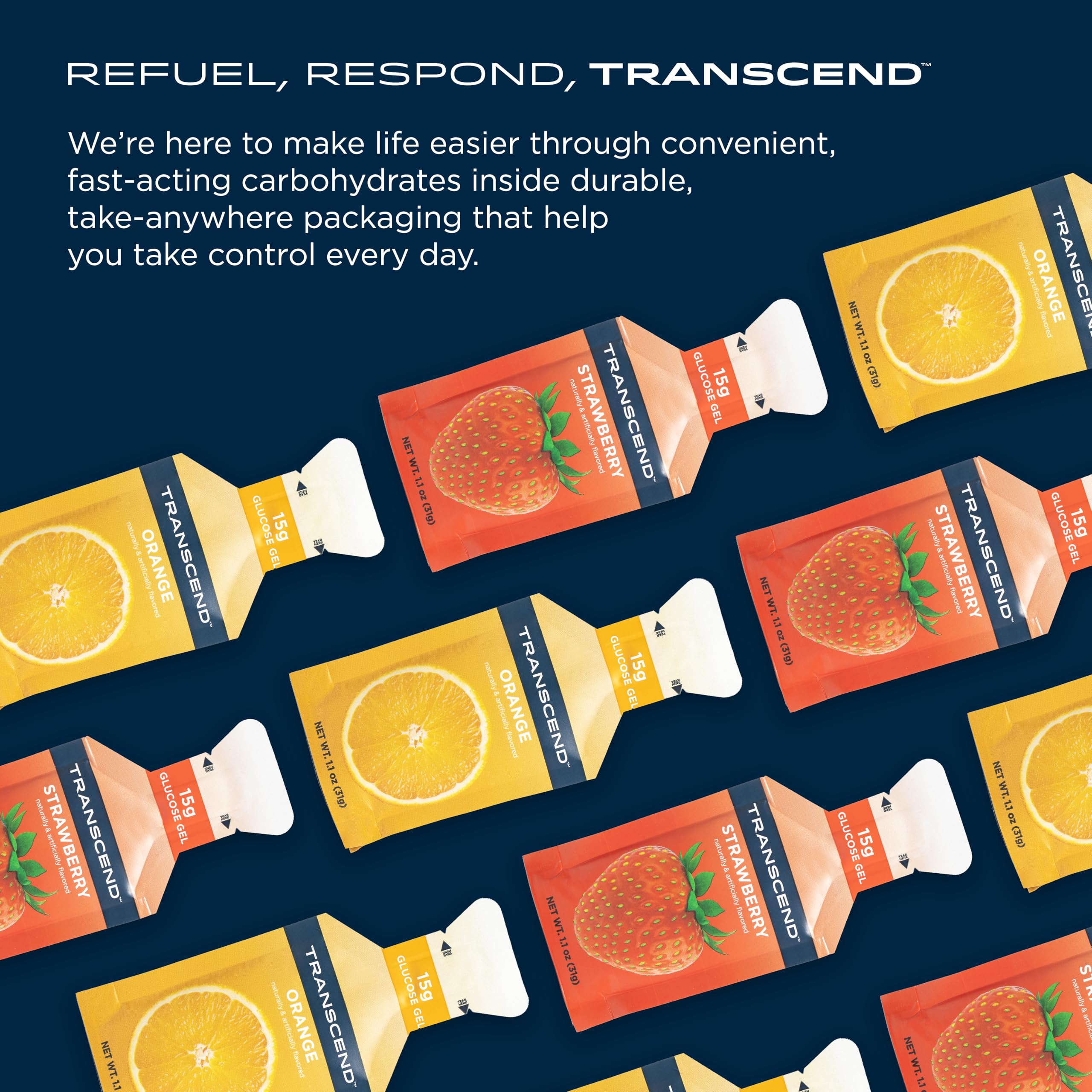Conjunto de geles Transcend listo para llevar en la mochila.