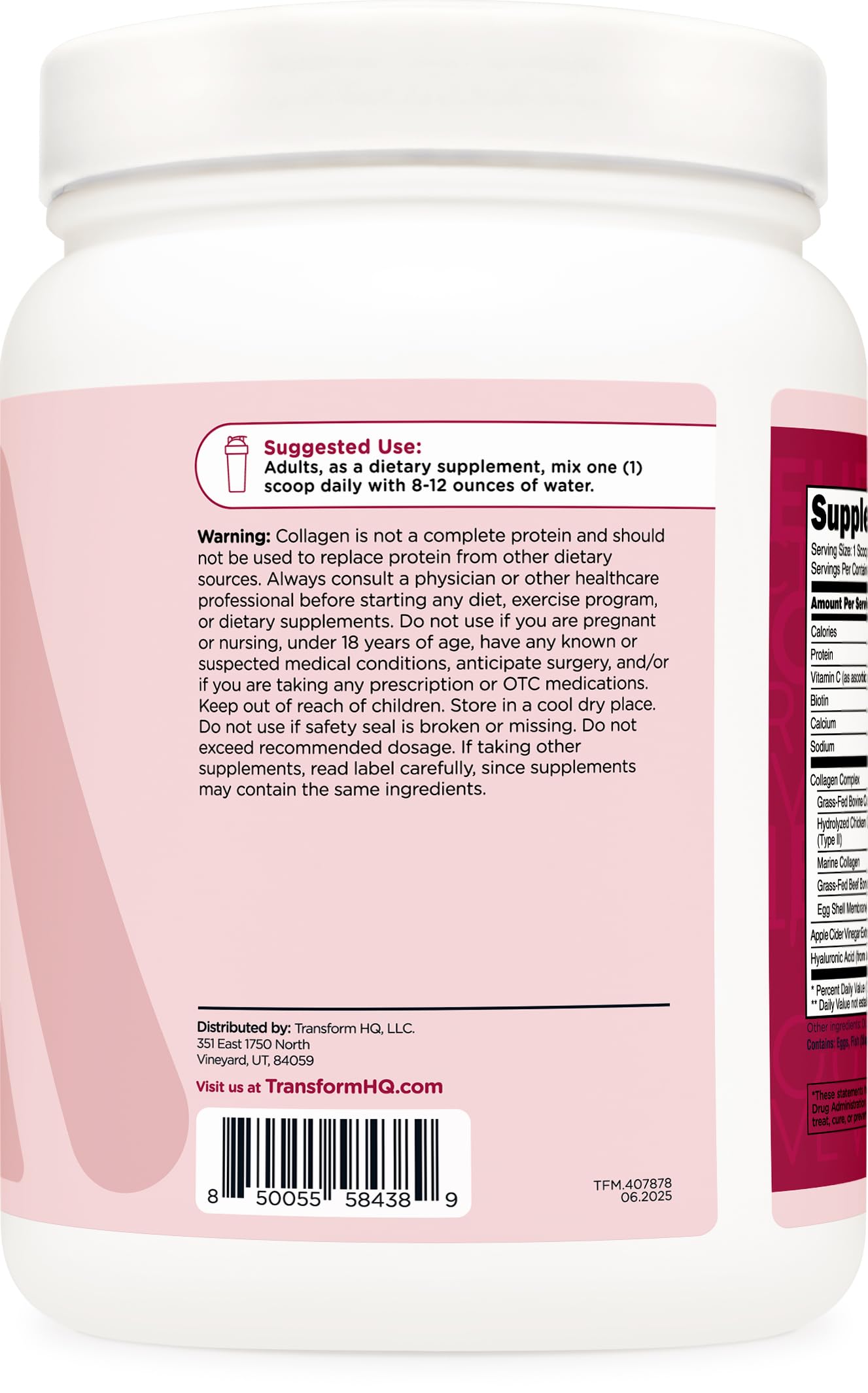 TransformHQ Beauty Collagen: cuchara de dosificación para porción precisa.