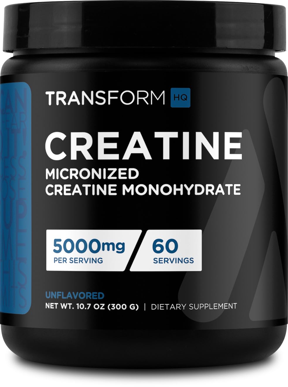 TransformHQ Creatina Monohidrato en polvo, bote de 60 porciones sin sabor para mezclar en cualquier bebida.