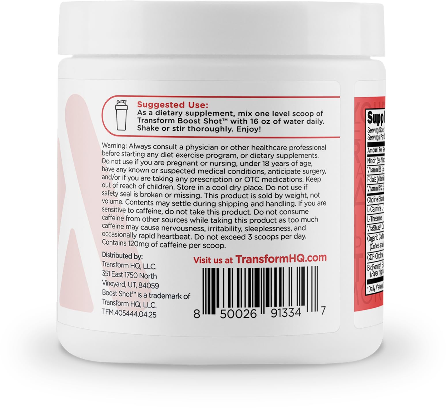 TransformHQ Energy & Focus Powder: se disuelve fácilmente en agua para sabor Fruta Punch.