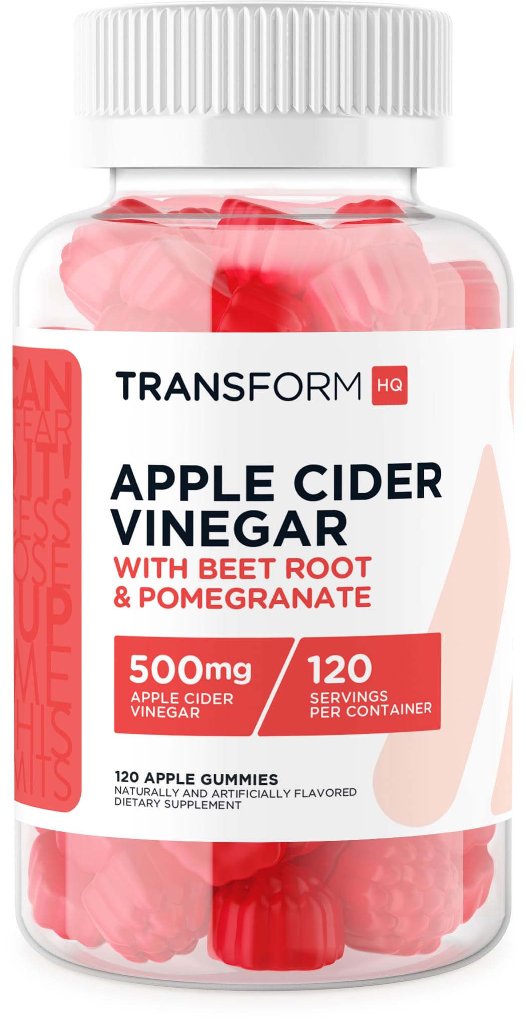 TransformHQ gominolas de vinagre de manzana, porción de 500 mg para consumo diario cómodo.