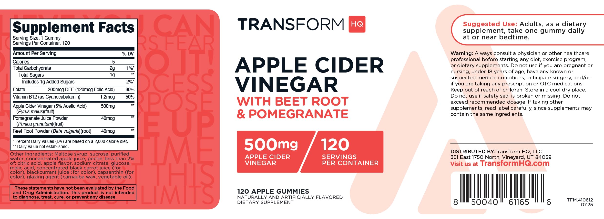 TransformHQ gominolas de vinagre de manzana elaboradas en instalaciones certificadas para tu tranquilidad.
