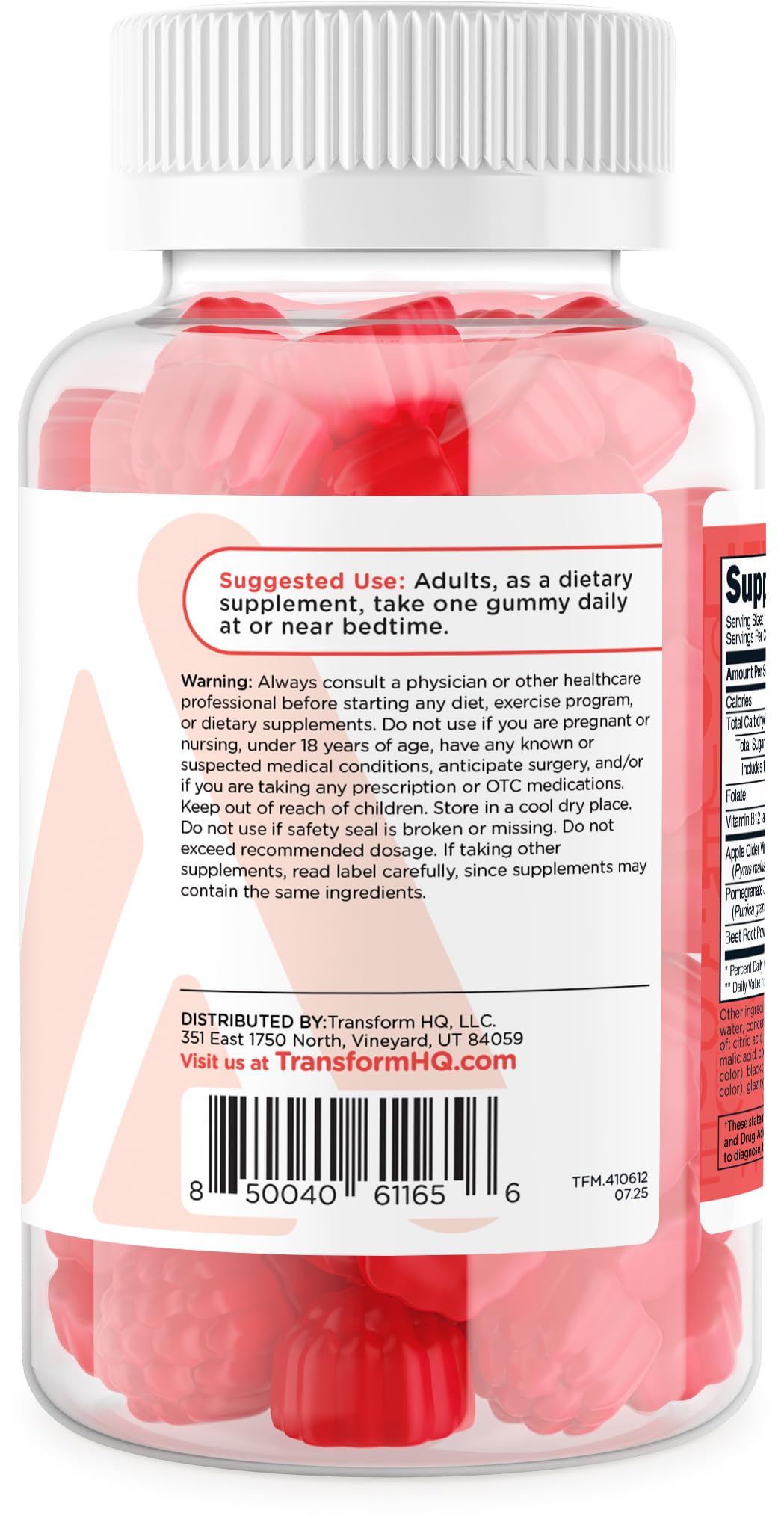 TransformHQ gominolas de vinagre de manzana sabor manzana para un sabor agradable.