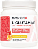 TransformHQ L-Glutamina polvo fresa limón, envase 500 g para uso diario.