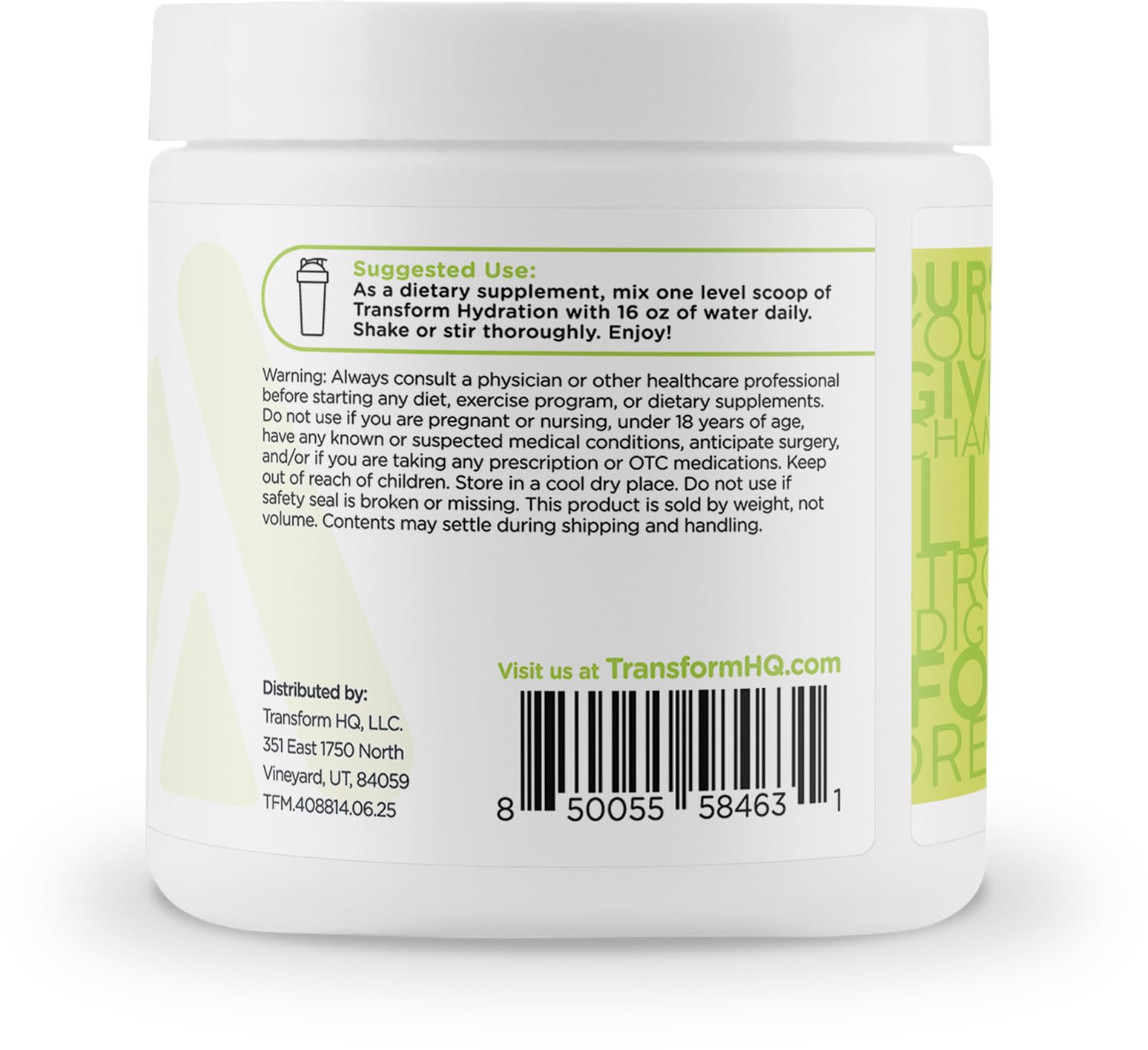 TransformHQ polvo mezclado coco lima – mezcla de sabor tropical para bebidas deportivas.