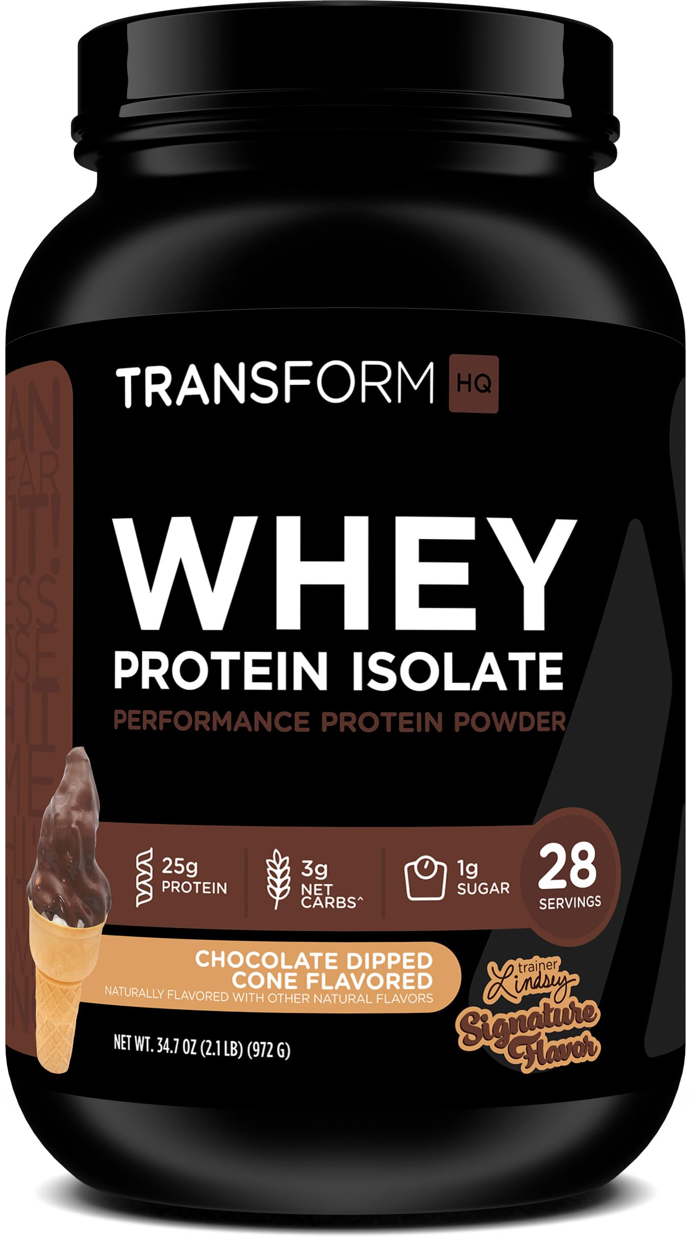 TransformHQ proteina aislada cono chocolate banado, sabor indulgente para entrenar
