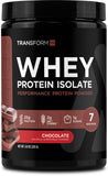 TransformHQ proteina aislada de suero chocolate, bote, sabor cremoso para recuperacion suave