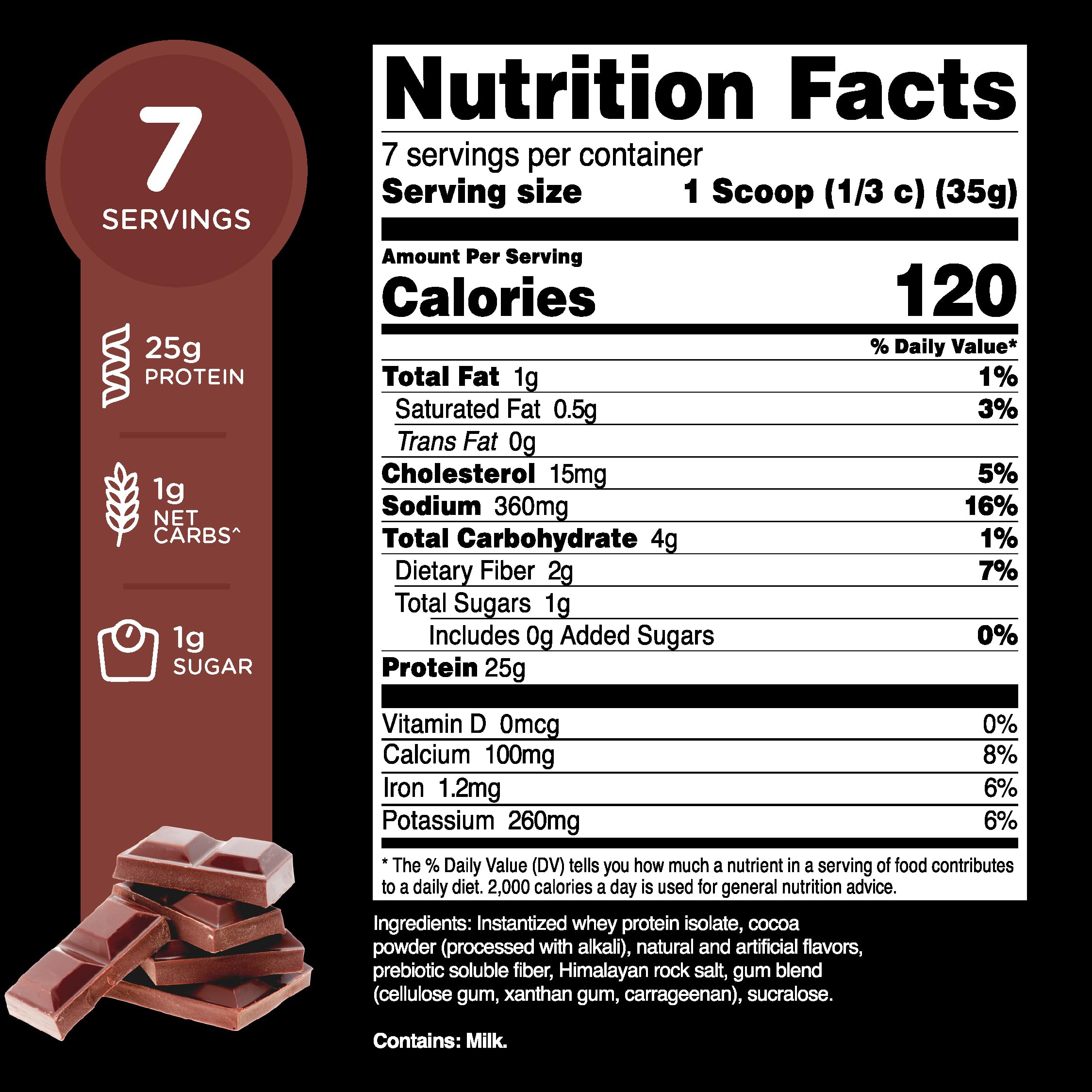 TransformHQ proteina aislada de suero chocolate, cucharita medida, dosificacion facil