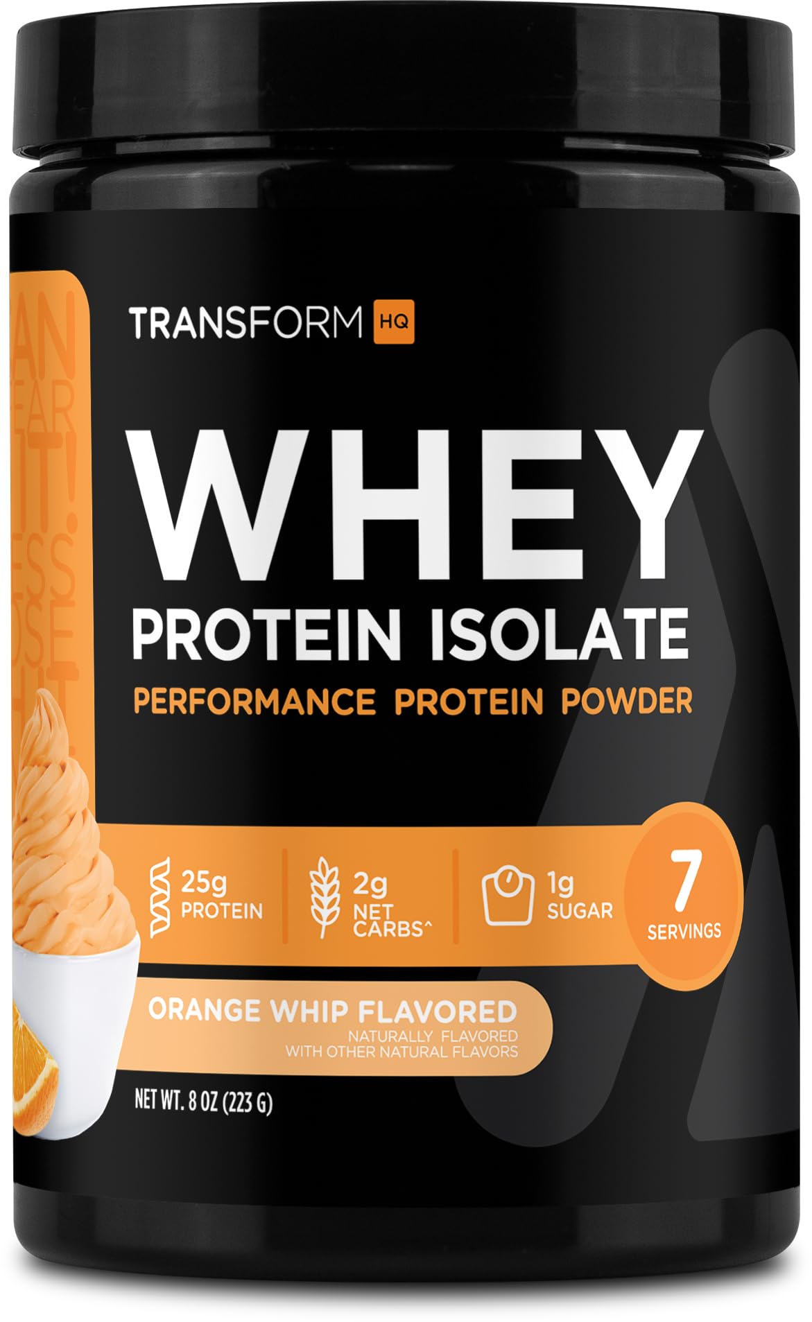 TransformHQ WPI sabor Naranja Whip en envase, batido sabroso para entrenar