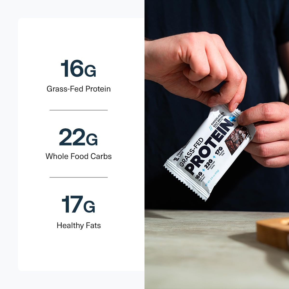Barras proteina Transparent Labs empaque de doce, snack práctico para llevar
