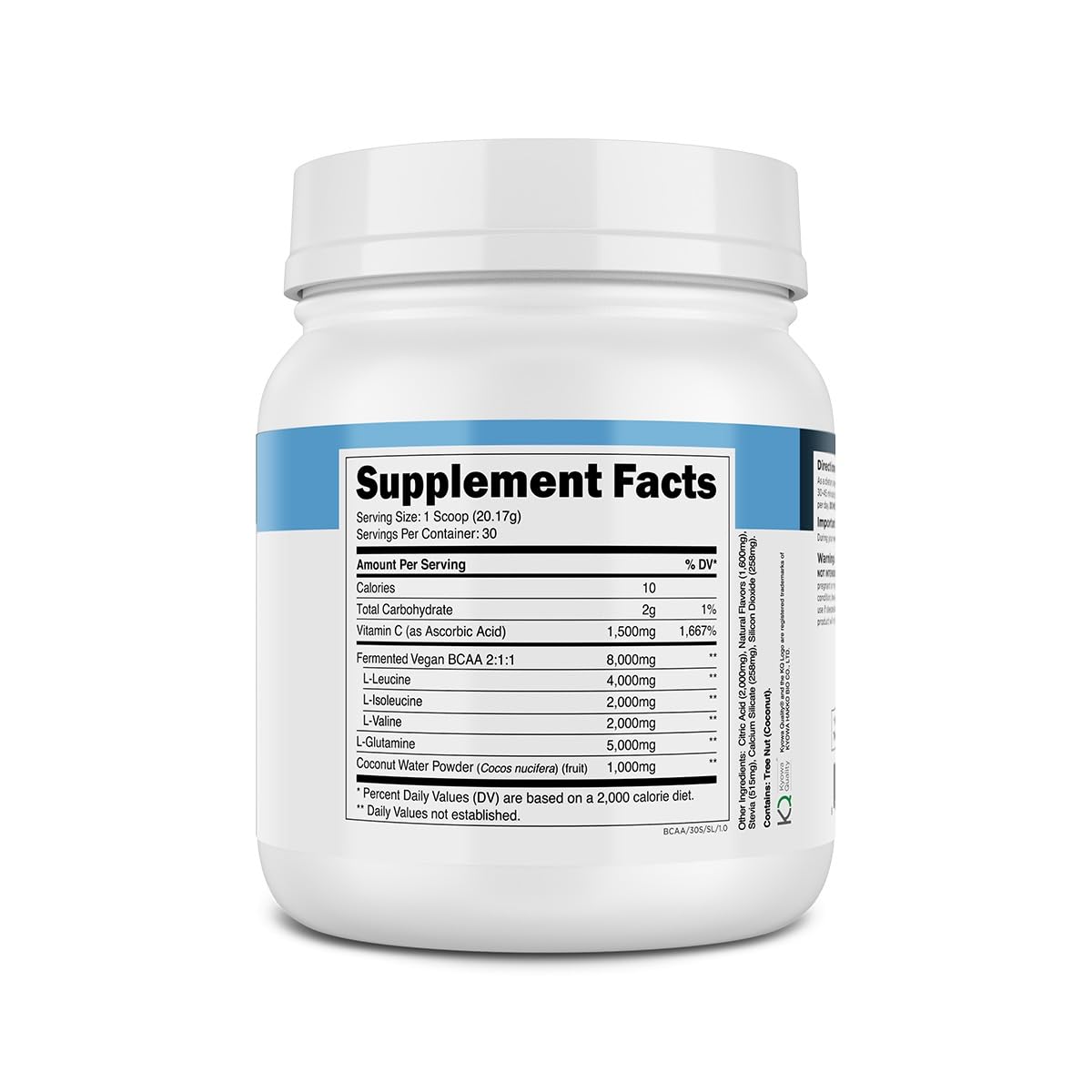 Ingredientes veganos en Transparent Labs BCAA Glutamina