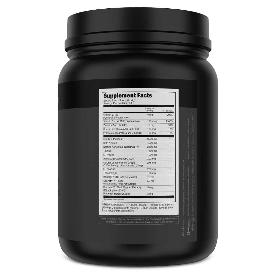Transparent Labs Bulk Black Preentrenamiento, fórmula sin azúcares y colorantes artificiales.