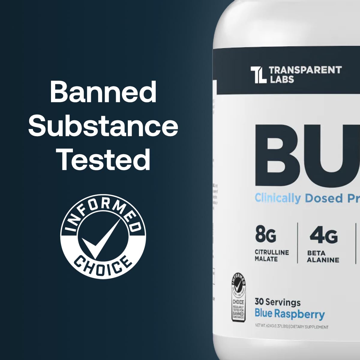 Cuchara de medición de Transparent Labs Bulk Pre-Entrenamiento para dosis precisas