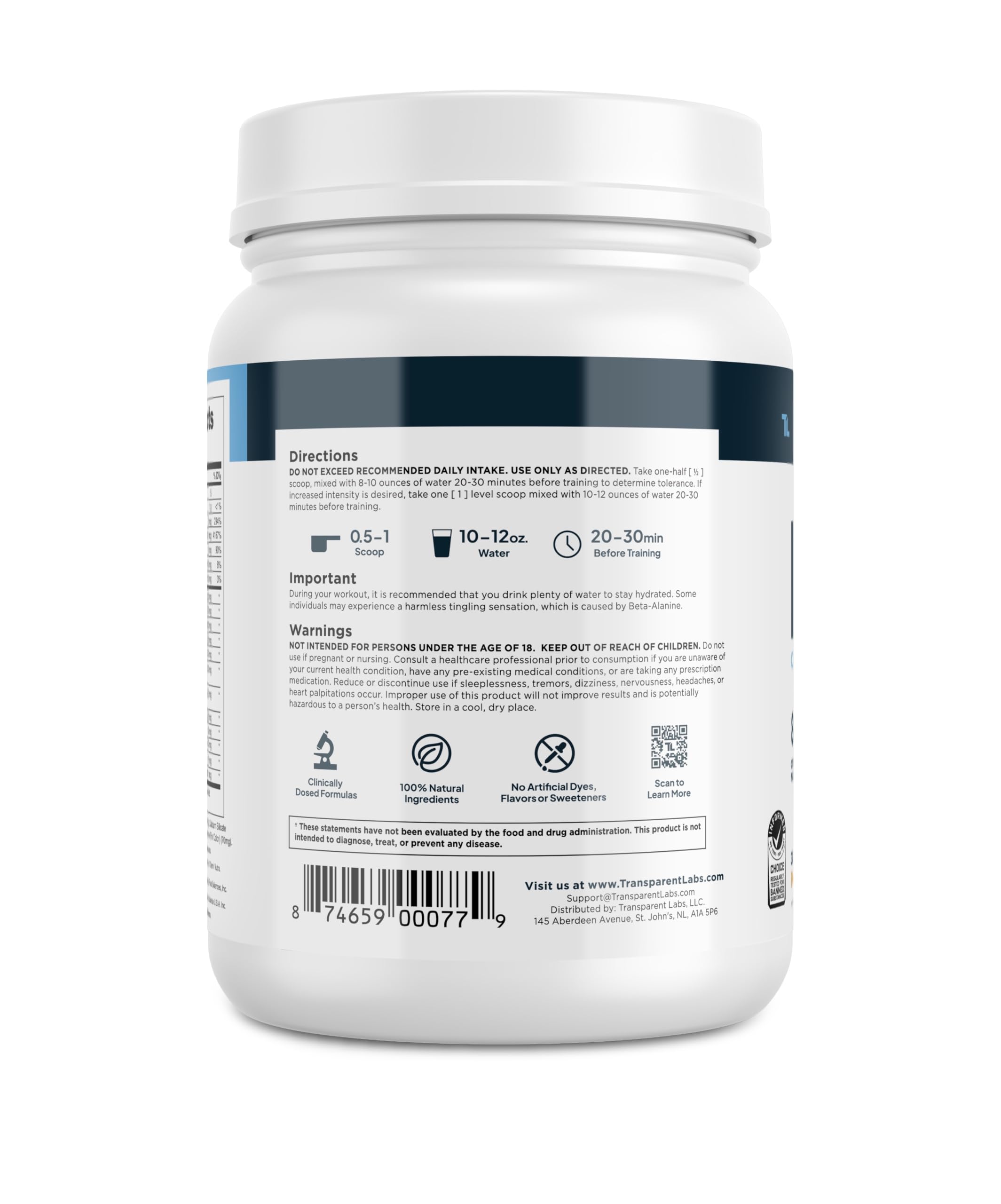 Mezcla de Transparent Labs Bulk Pre-Entrenamiento lista para batido en agua