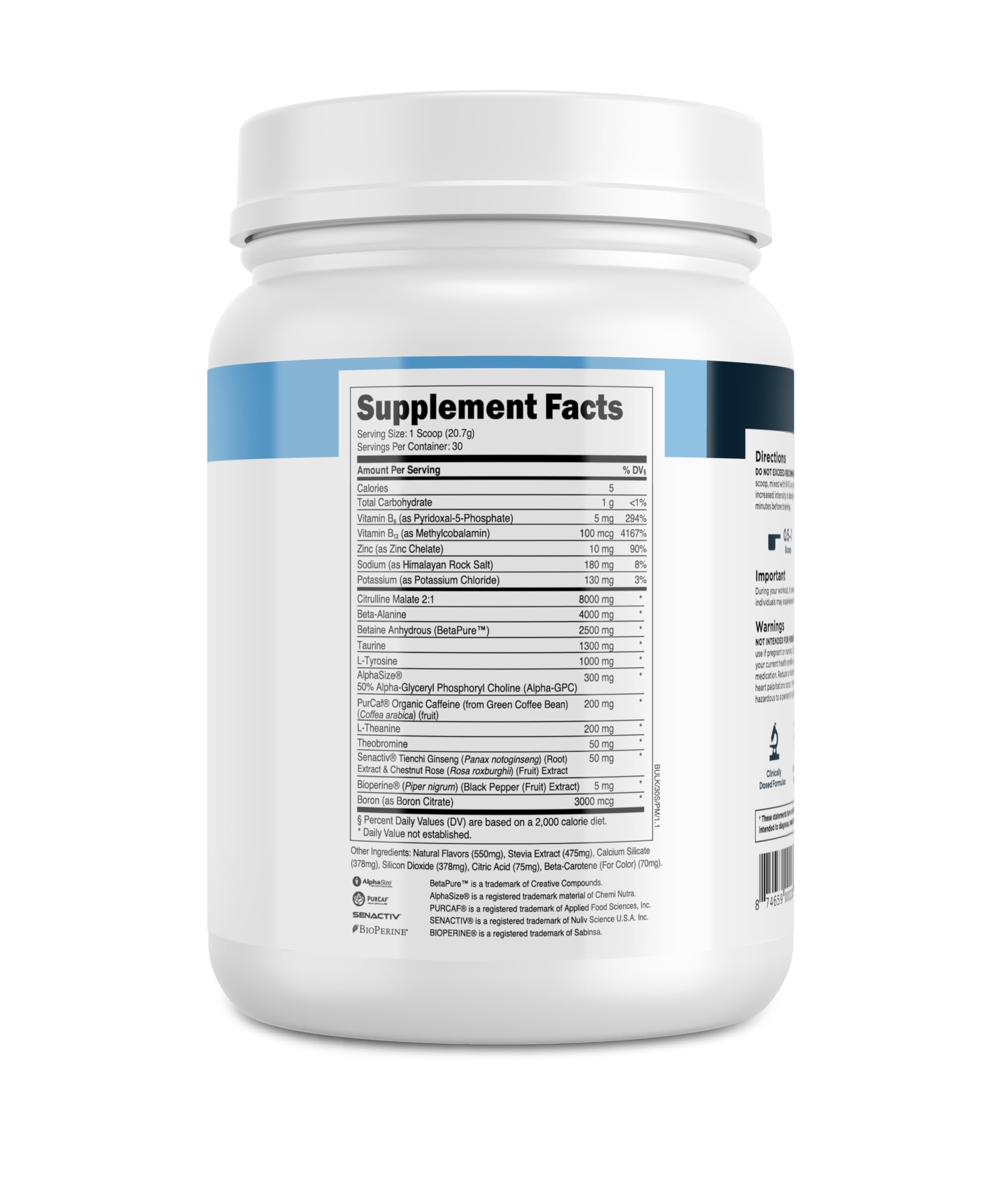 Sabor durazno-mango de Transparent Labs Bulk Pre-Entrenamiento para experiencia agradable