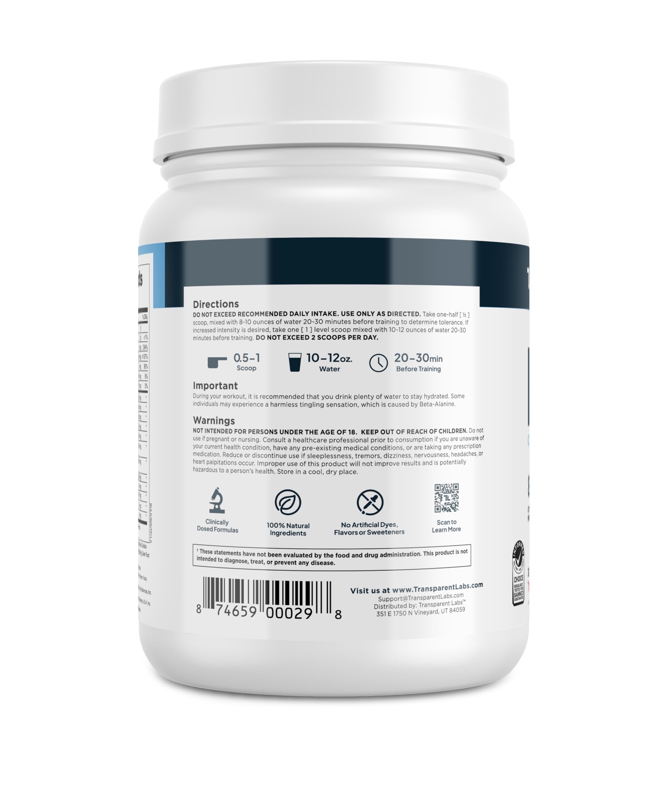 Bulk Pre-entrenamiento sin edulcorantes artificiales en Transparent Labs