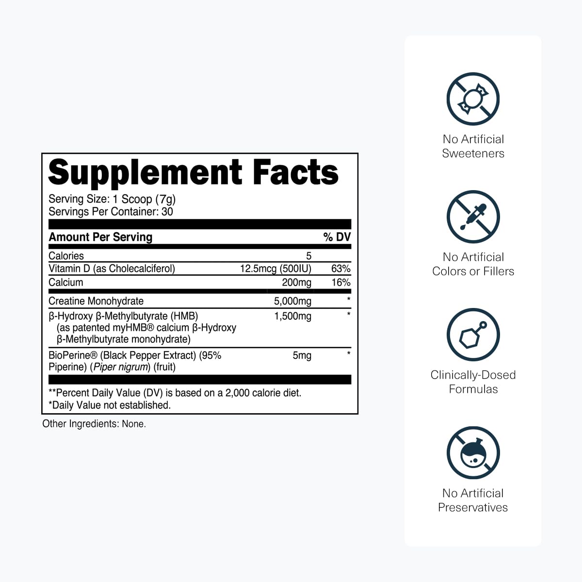 Envase transparente de Transparent Labs Creatine HMB facilita ver contenido y calidad.