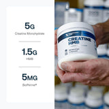 Transparent Labs Creatine HMB, porciones visibles, entrenamiento constante y coherente.