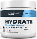 Polvo de electrolitos Transparent Labs Hydrate en bote para hidratación rápida