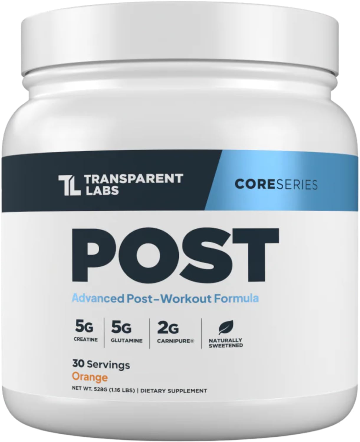 Transparent Labs Post, empaque destacado para recuperación muscular tras entrenamientos intensos.