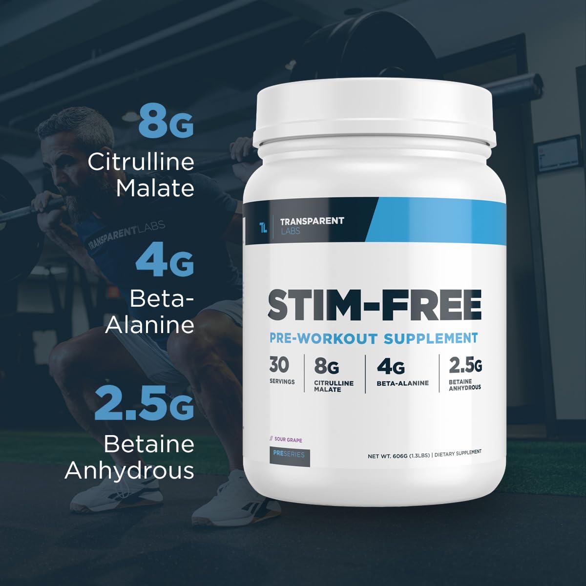 Transparent Labs Preentrenamiento sin estimulantes, caja y frasco listos para transporte
