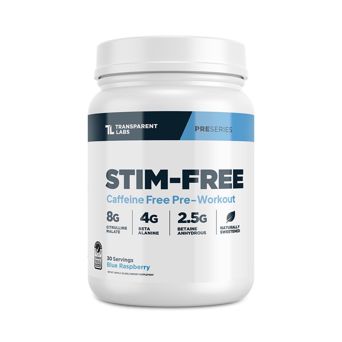 Transparent Labs Preentrenamiento sin estimulantes, pote con etiqueta clara para una compra informada