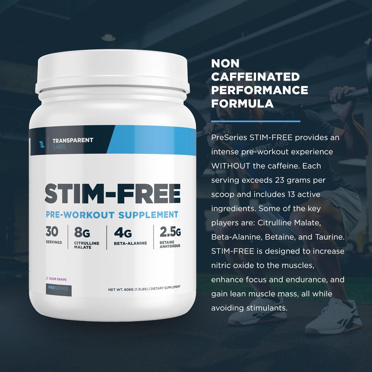 Transparent Labs Preentrenamiento sin estimulantes, sabor frambuesa azul para entrenamientos sin cafeína