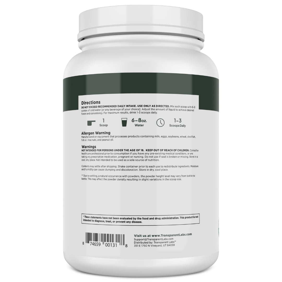 Transparent Labs proteina de guisante, estilo vegano y libre de alérgenos, vida saludable.