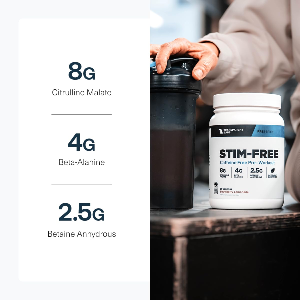 Transparent Labs Stim-Free Pre-entrenamiento: enfoque y resistencia durante el entrenamiento