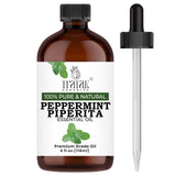 TRATAK ORGANICS Menta Piperita: botella oscura para conservar la pureza y dosificar.